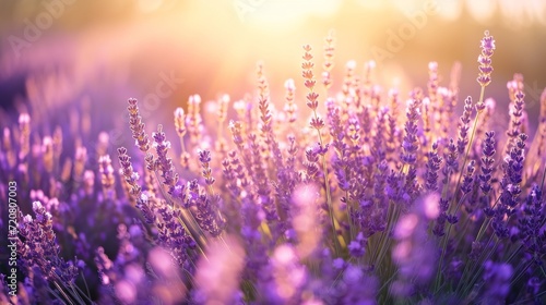 Sunlit lavender field generative ai © Kelly