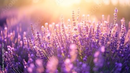 Sunlit lavender field generative ai