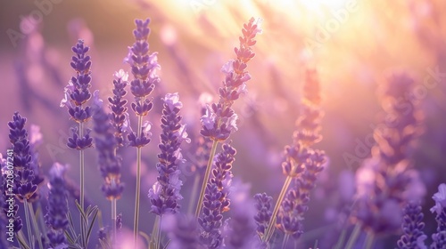 Sunlit lavender field generative ai