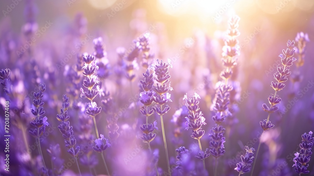 Naklejka premium Sunlit lavender field generative ai