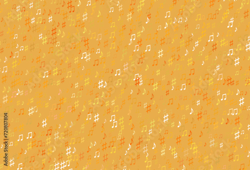 Light Yellow, Orange vector backdrop with music notes.