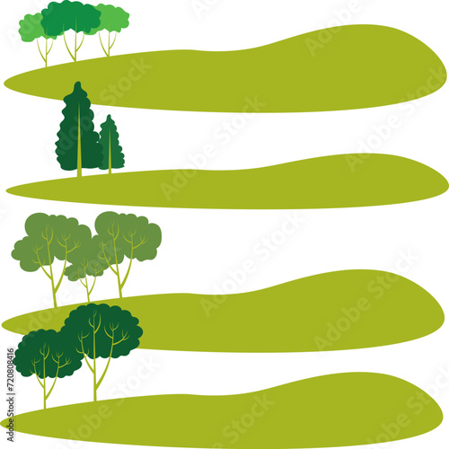 Collection of green tree vector icons