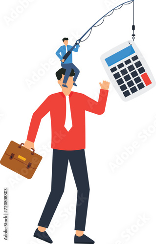 Achievement fraud and Business scam or ponzi scheme stealing Trophy from greedy people, Businessman investor running to catch trophy with phishing concept,
