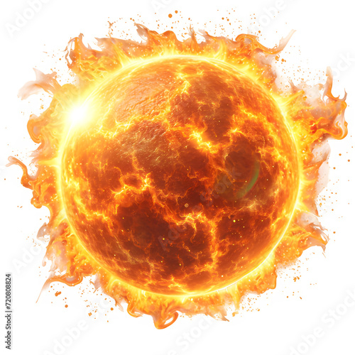 round sun isolated on transparent background ,generative ai