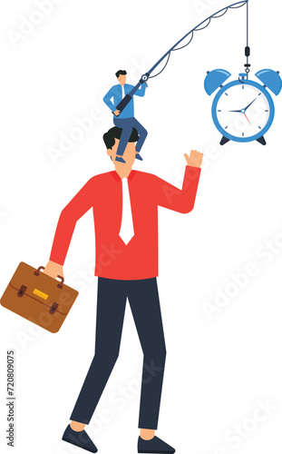 slave of time and strategy for work on time, Businessman victim of time and strategy concept,
