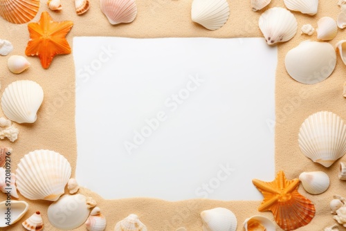 Summer Time Concept with Blank Greeting Card and White Paper on Colored Background AI Generated