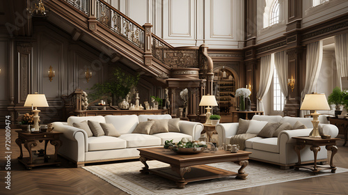 classic style interior design living room realistis