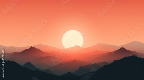 Serene Sunset in the Majestic Mountains AI Generated