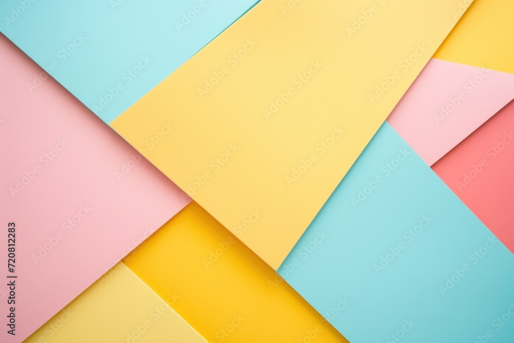 Minimal Concept: Fashion Pastel Pink, Yellow, Turquoise Texture Background with Geometric Pattern Papers AI Generated