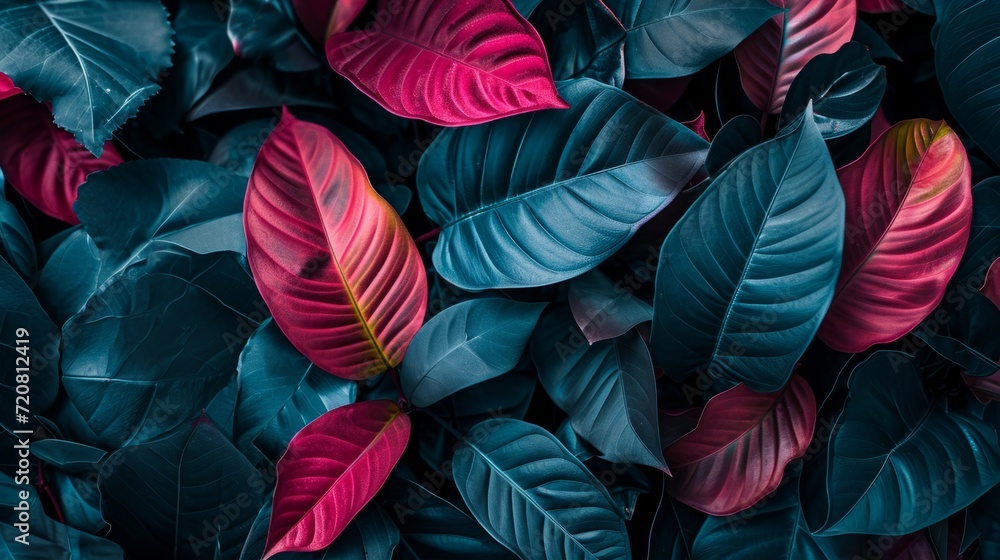 Vibrant colored abstract leaf textures, tropical leaves background. generative ai Vibrant colored abstract leaf textures, tropical leaves background. generative ai