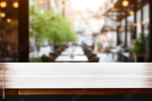 Empty Wooden White Table Top with Background AI Generated