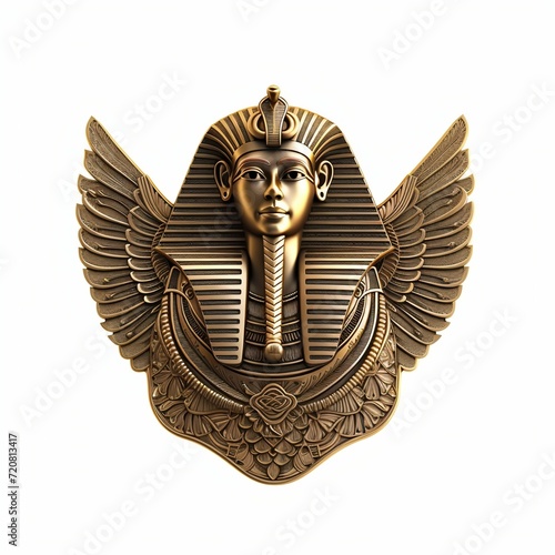 Golden Sphinx Statuette with Hieroglyphics Base. Generative ai