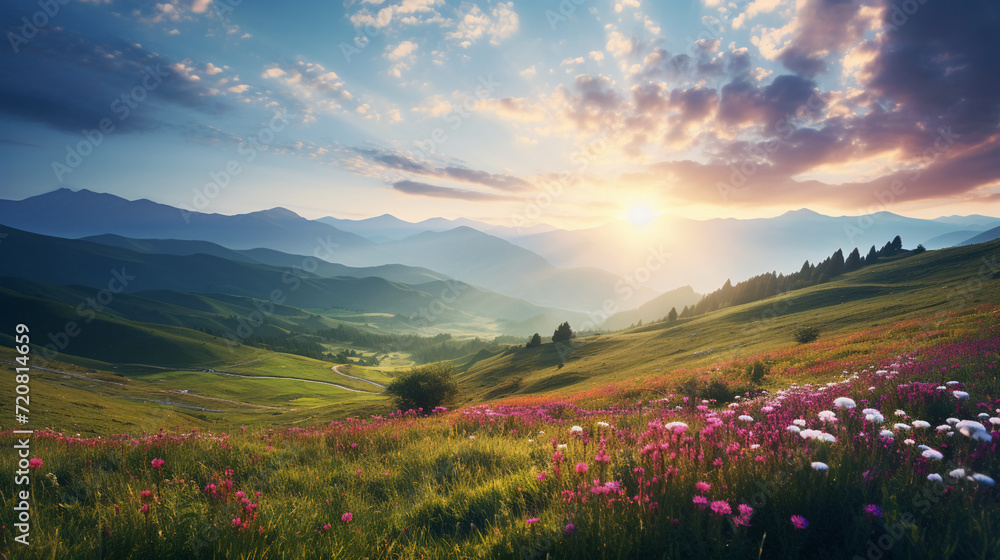 Fototapeta premium countryside landscape, AI Generative.