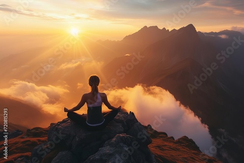 Serene morning yoga on a secluded mountain peak