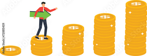 Financial goal, wealth management and investment plan to achieve target, income or salary growth concept
