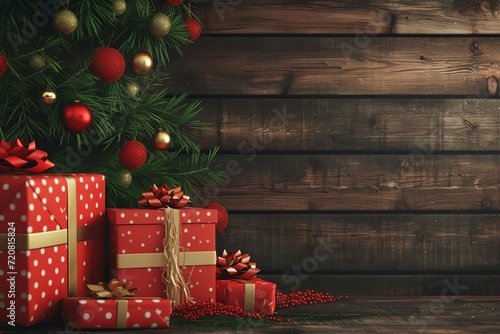 3d render of christmas background with gifts