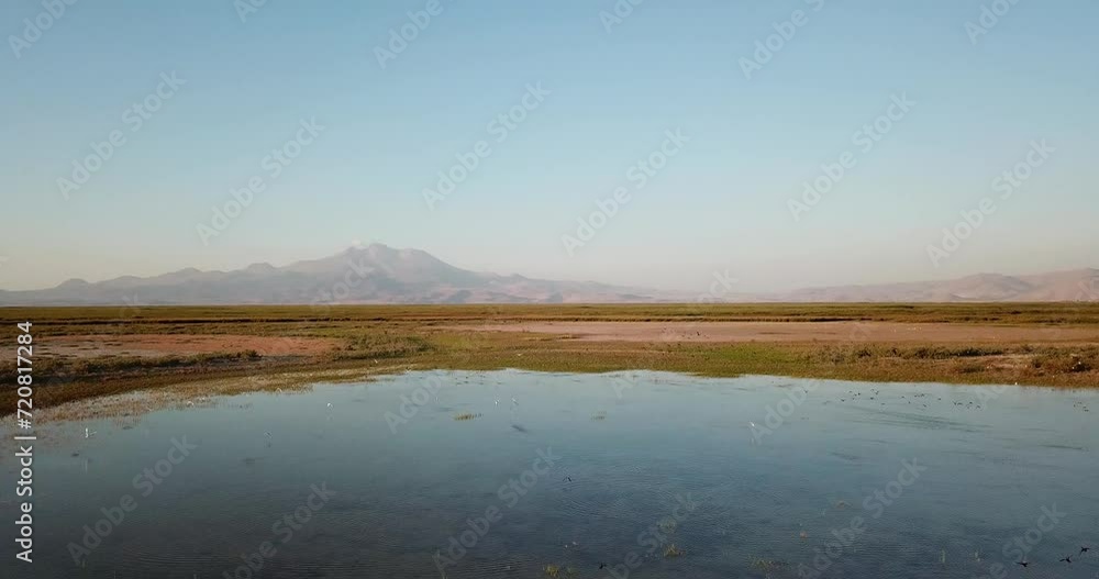 Marshes and Reeds wetland from top view aerial drone. This is Sultan Sazligi national park in Develi Valley Kayseri Turkey. Beautiful pastoral landscape Marshes and Reeds wetland from top view aerial drone. This is Sultan Sazligi national park in Develi Valley Kayseri Turkey. Beautiful pastoral landscape