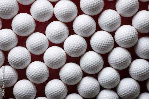 Seamless pattern of white golf balls on a red background. Generative AI