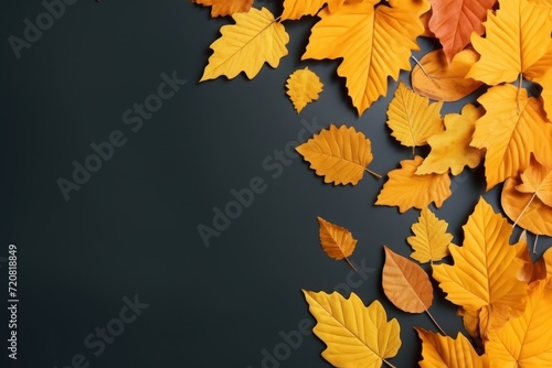 Trending Autumn Leaves Composition  Nature Background with Top View and Copy Space AI Generated