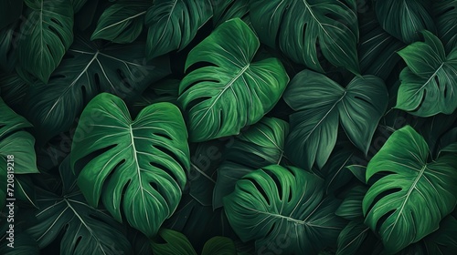 Seamless pattern with tropical monstera leaves. illustration. Generative AI