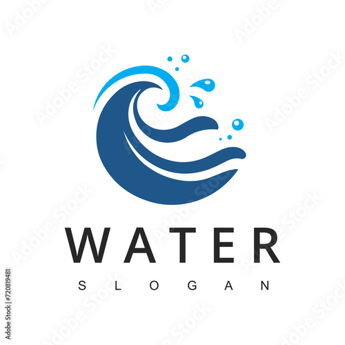 Water with Bubbles for Soap Wash Laundry Logo or Sea Ocean Rolling Waves for Beach Vacation or Surf Logo Design