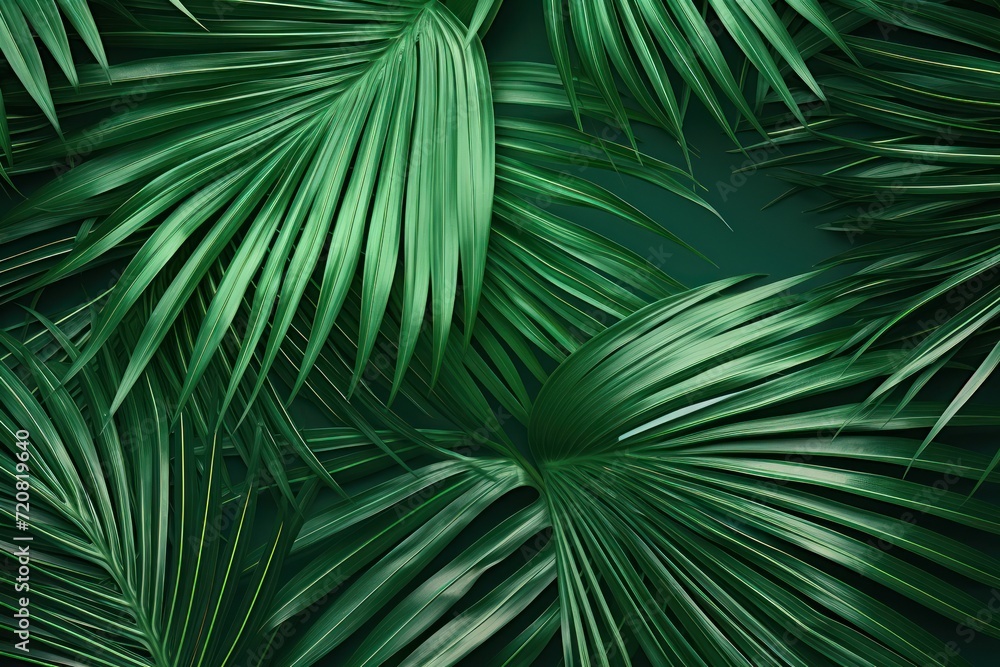 Tropical Palm Leaves Flat Lay Top View AI Generated