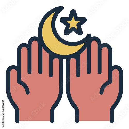 Pray open hand for moslem icon
