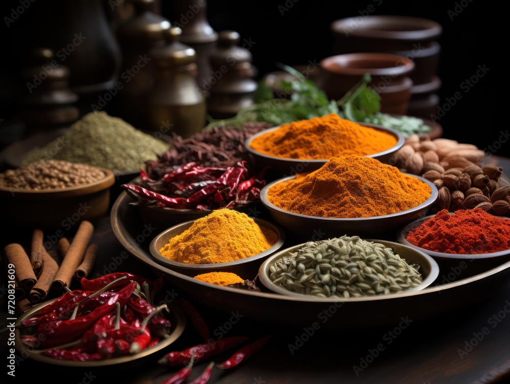 Variety of Spices from Different Cultures: Creating Unique World Food Flavors AI Generated