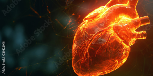 realistic glowing heart digitally rendered, generative AI