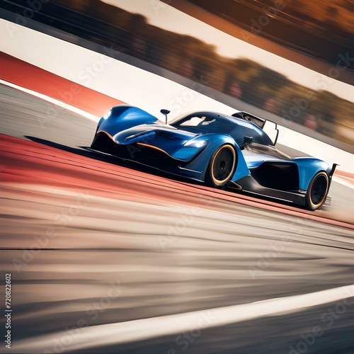 Dynamic race car speeding on a futuristic track Exciting and adrenaline-fueled illustration for racing or automotive-themed projects2