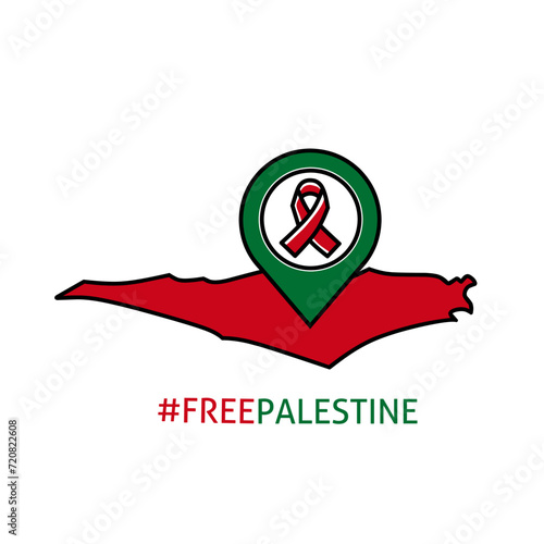vector of free palestine map and humanity ribbon pin 