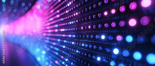 Blue and purple lights on a led screen, in the style of textured shading, woven/ perforated