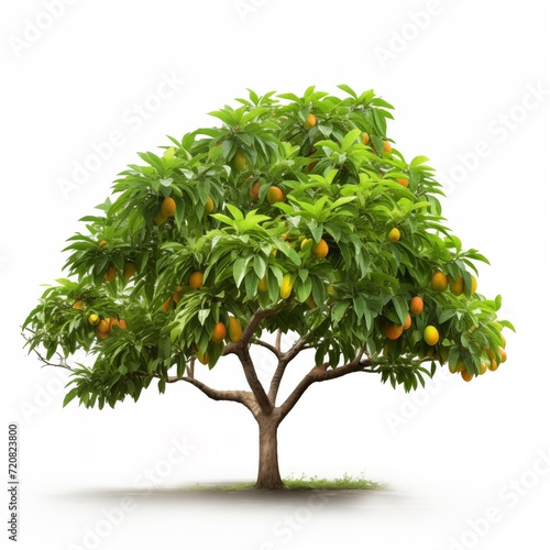 Mango tree isolated on white background. Ai generated