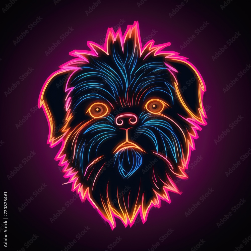 Affenpinscher. Neon outline icon with a light effect Affenpinscher. Neon outline icon with a light effect