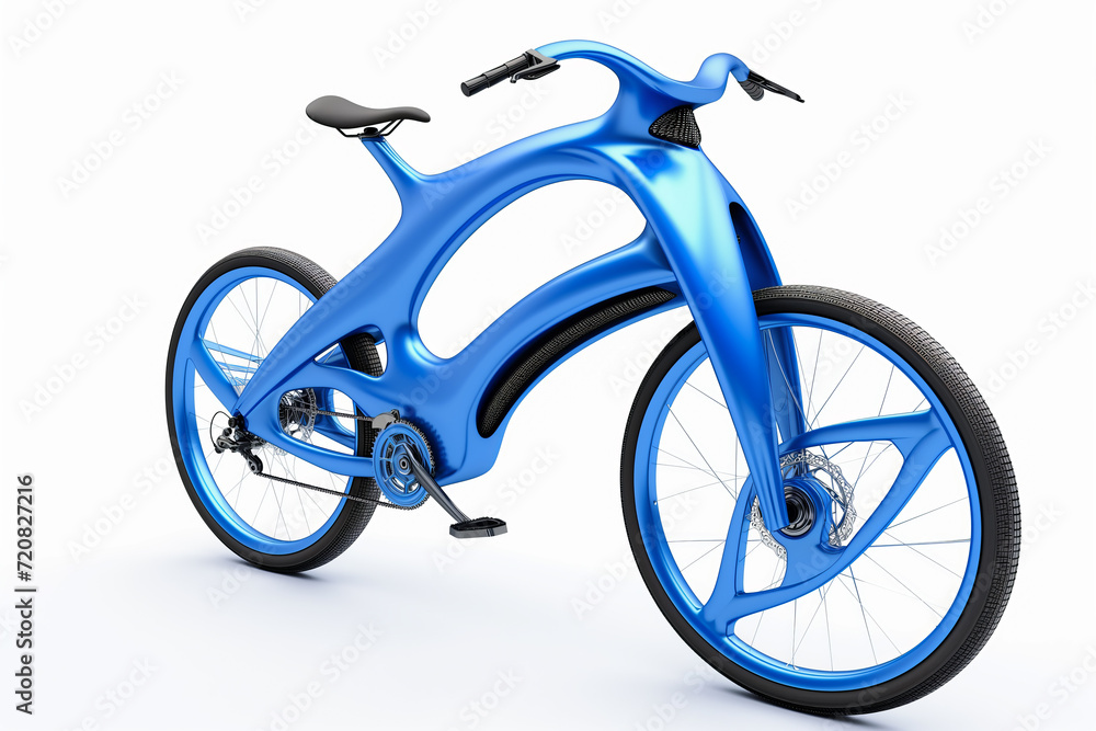 Bicycle with futuristic design, blue color, technology concept, isolated on white background, generative ai Bicycle with futuristic design, blue color, technology concept, isolated on white background, generative ai