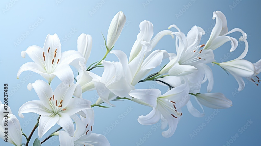 Luminous White Lilies: Intricate Petals Unfurling Under the Sun's Touch AI Generated