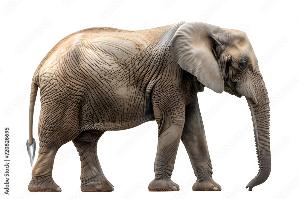 Fototapeta premium elephant side view isolated on transparent background ,generative ai