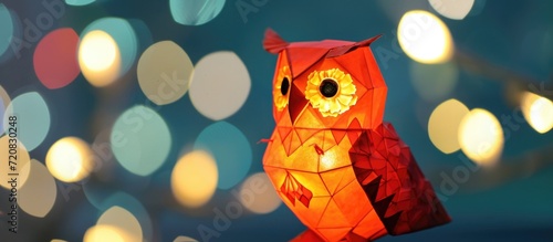 Create children's art with a lantern owl for St. Martin's Day. photo
