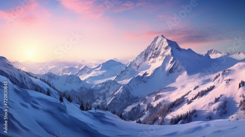 Winter Mountains Landscape Wallpaper AI Generated