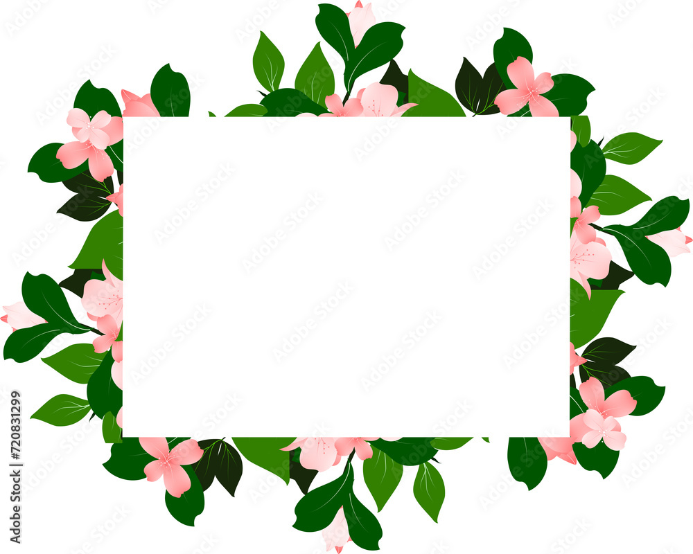 Floral Frame Border Clipart. Flowers branches and leaves invitation card.