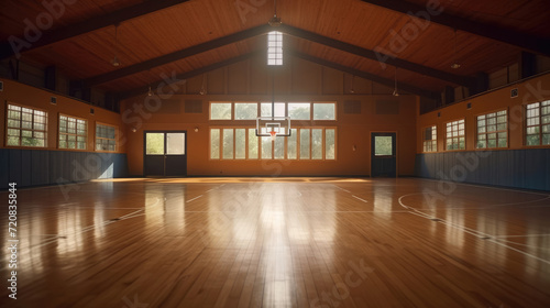An empty indoor basketball court © didiksaputra