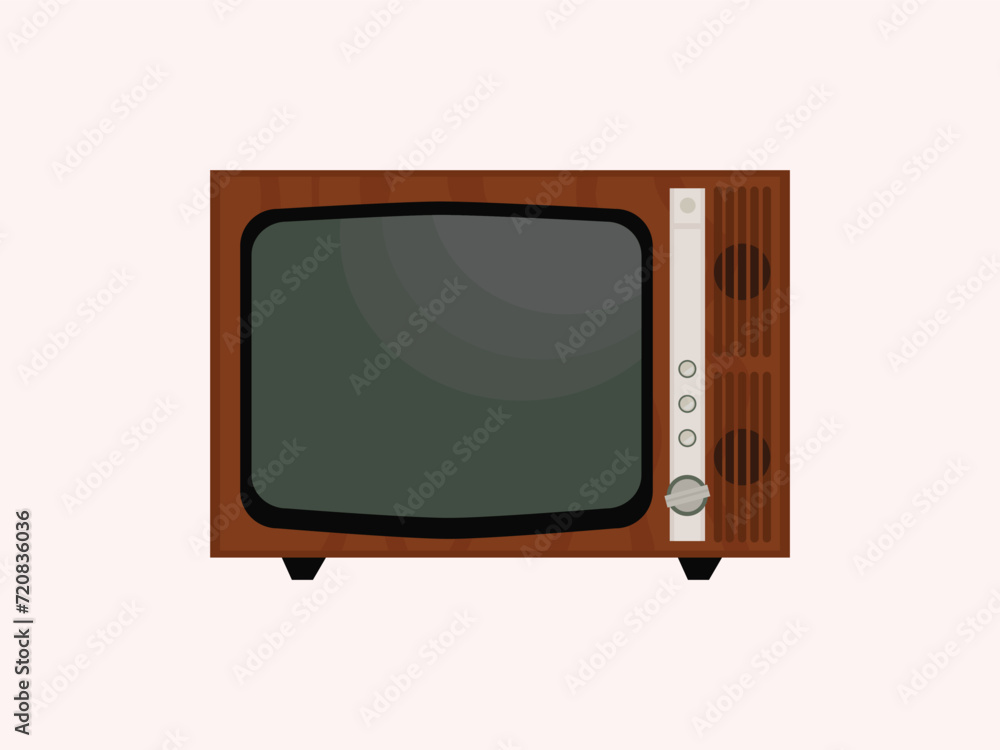 television retro tv white brown vector 