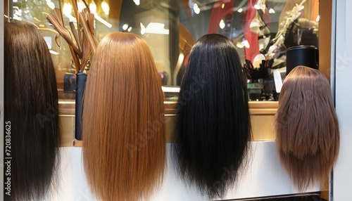 Window display of a wig shop
