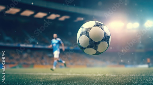 Close - up photo of a football player's foot kicking the ball © didiksaputra