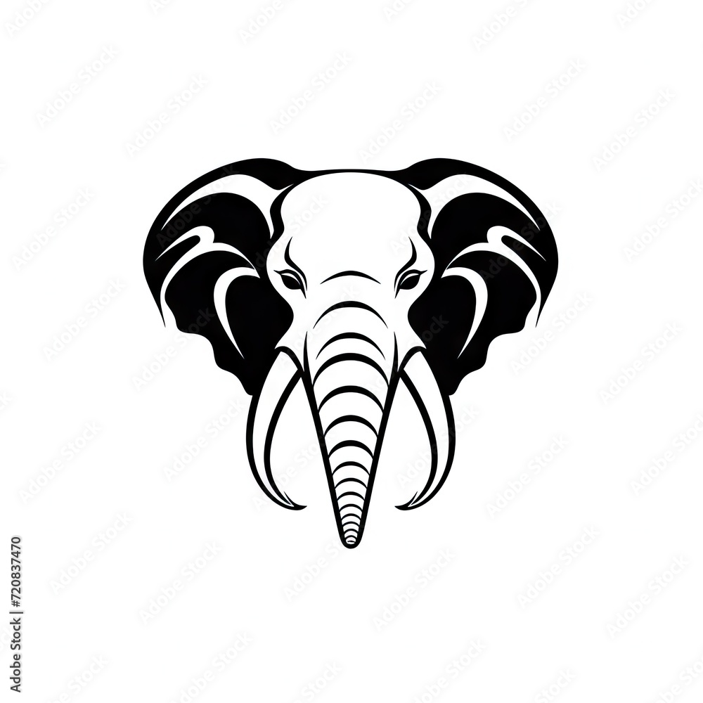 custom made wallpaper toronto digitalElephant Head Icon, Minimal African Animal Silhouette, Elephant Portrait