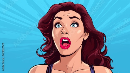 Surprised woman. Pop art retro vector illustration comic book style Generative AI