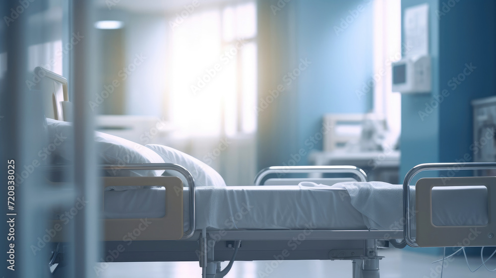 Empty hospital bed in modern hospital room Empty hospital bed in modern hospital room