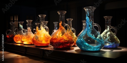 Alchemy Potion Bottles with Colorful Liquids