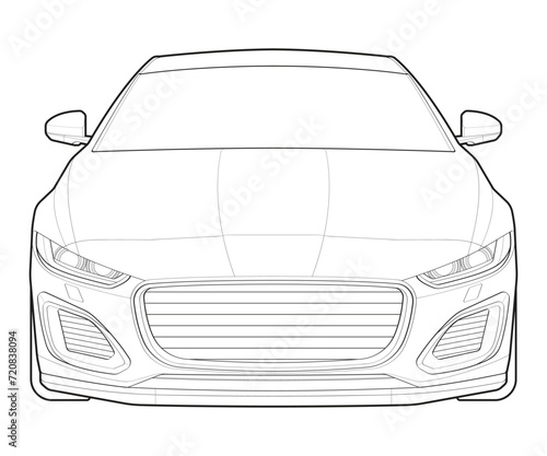 Car isolated illustration, vector line art, transport vector, sports car, modern car, car concept, line vector, car