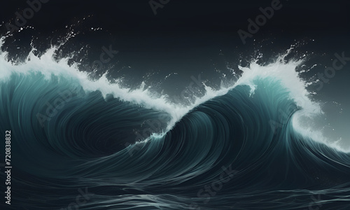 Dark abstract wallpaper background with flowing waves